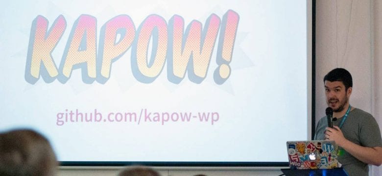 Our very own Dave Green performing his 'Boilerplateing WordPress'
