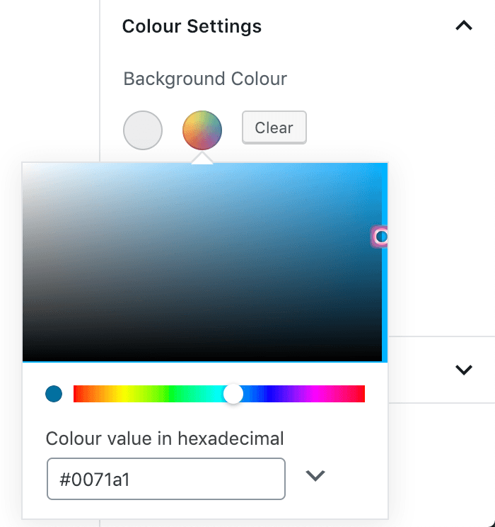 Gutenberg's custom colour picker