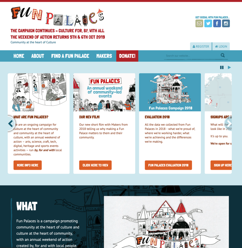 Fun Palaces Website Homepage