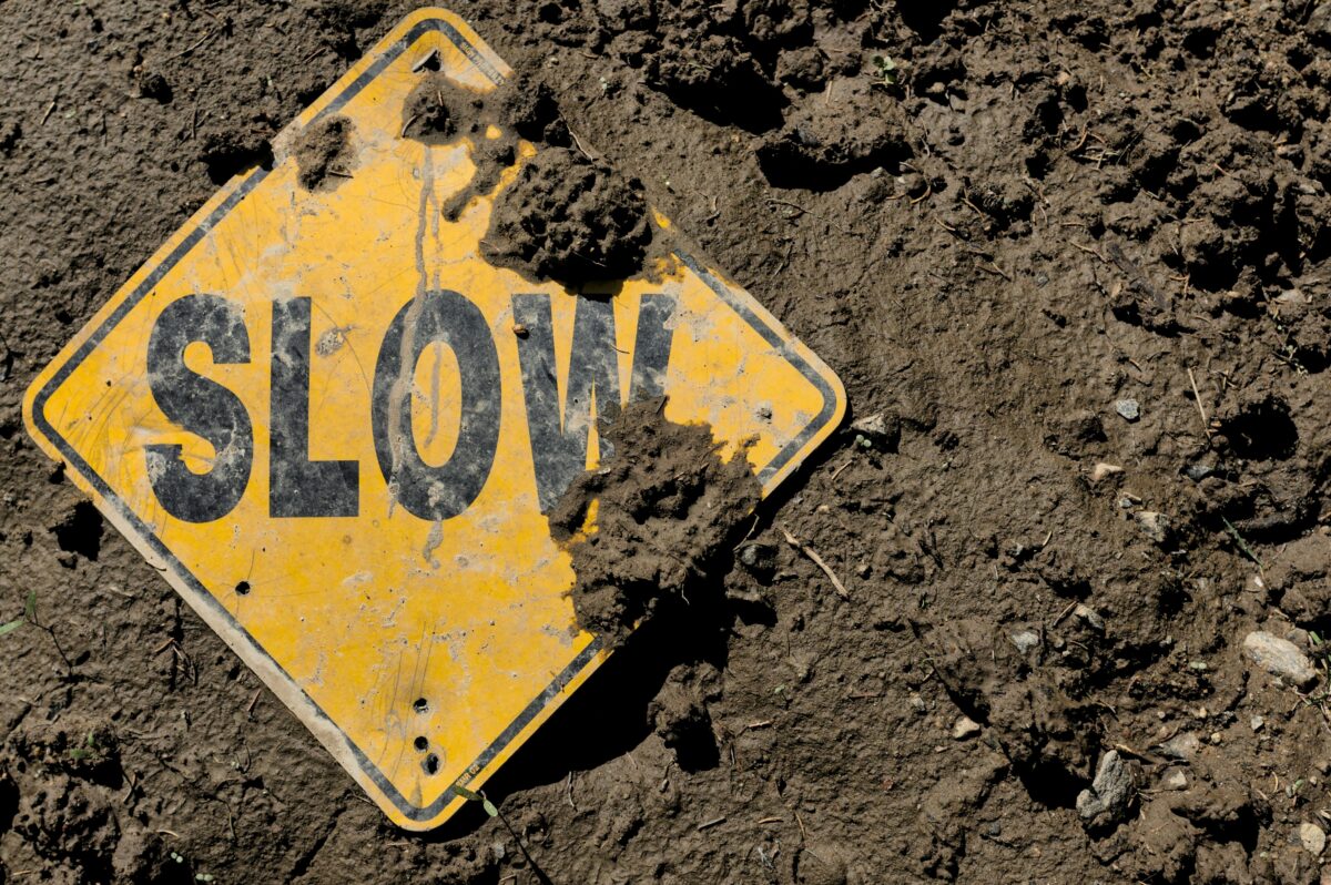 Stop sign in the dirt